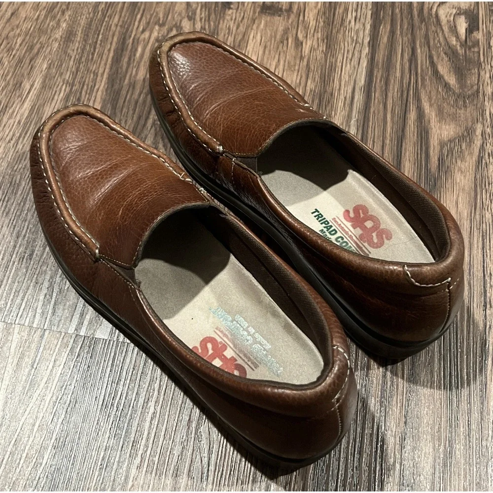 SAS Soft Step Shoes Womens Brown 9S Leather Tripad Comfort Made in USA Slip On